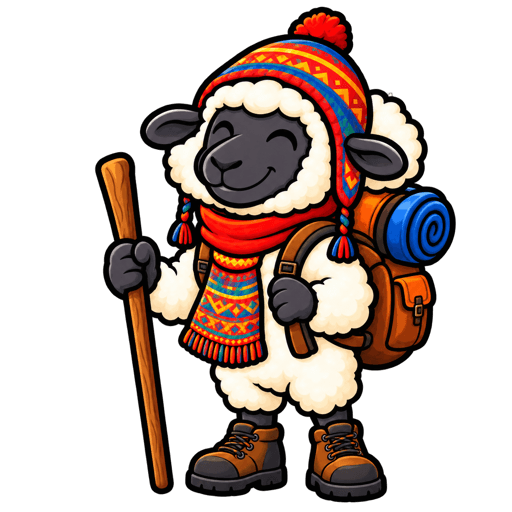 Sherpa the sheep, packed for the climb